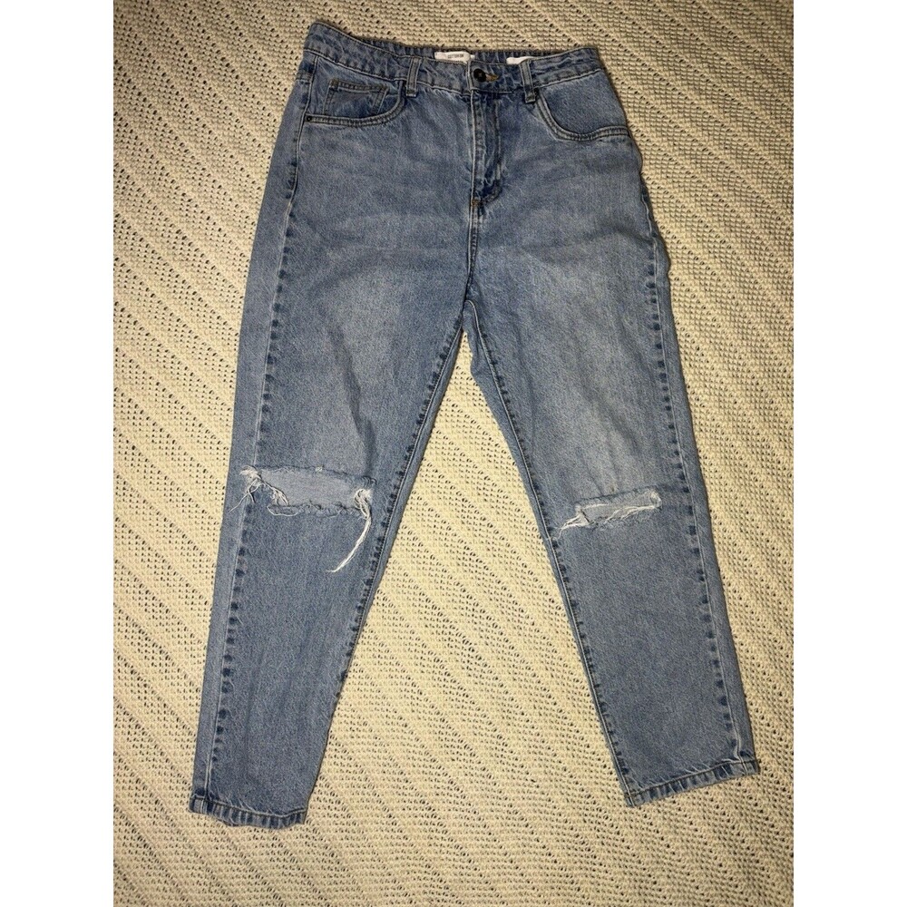 Cotton:on Light Wash Distressed High Waist Stretch Mom Jeans Size 12